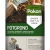 A Pokon potting mix bag with an image of hands mixing soil for potted plants on it.